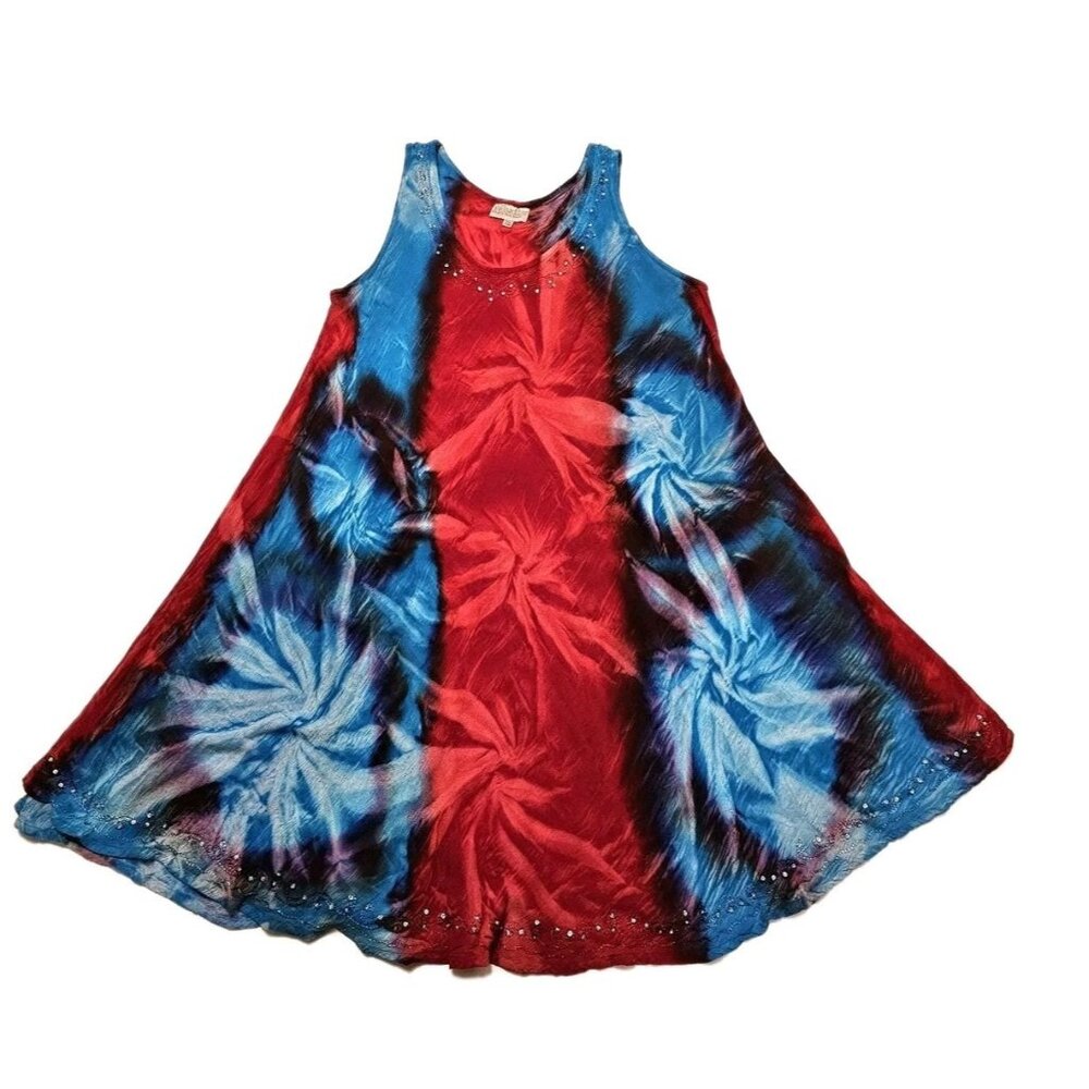 Marila Stile Italiano Sleeveless Dress Summer Beach Boho Tie-Dye One Size